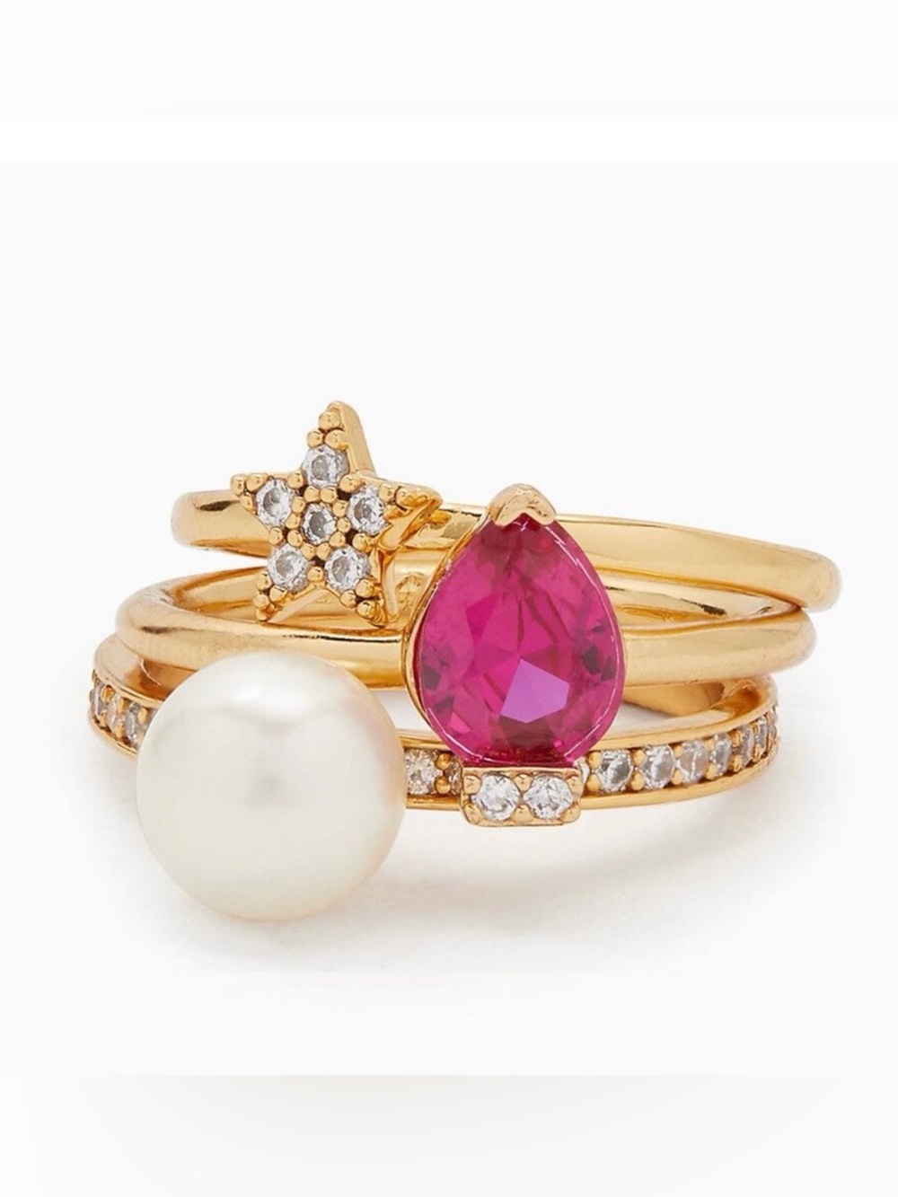 Kate Spade New York Light Up The Room 3 Piece Stackable Ring Set - size 6